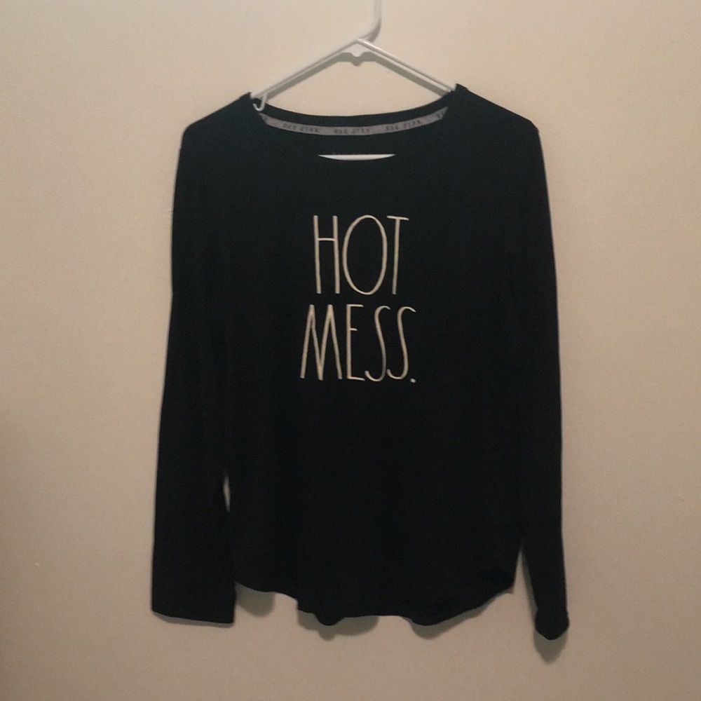 Rae Dunn Medium Long Sleeve Shirt Hot Mess Black
